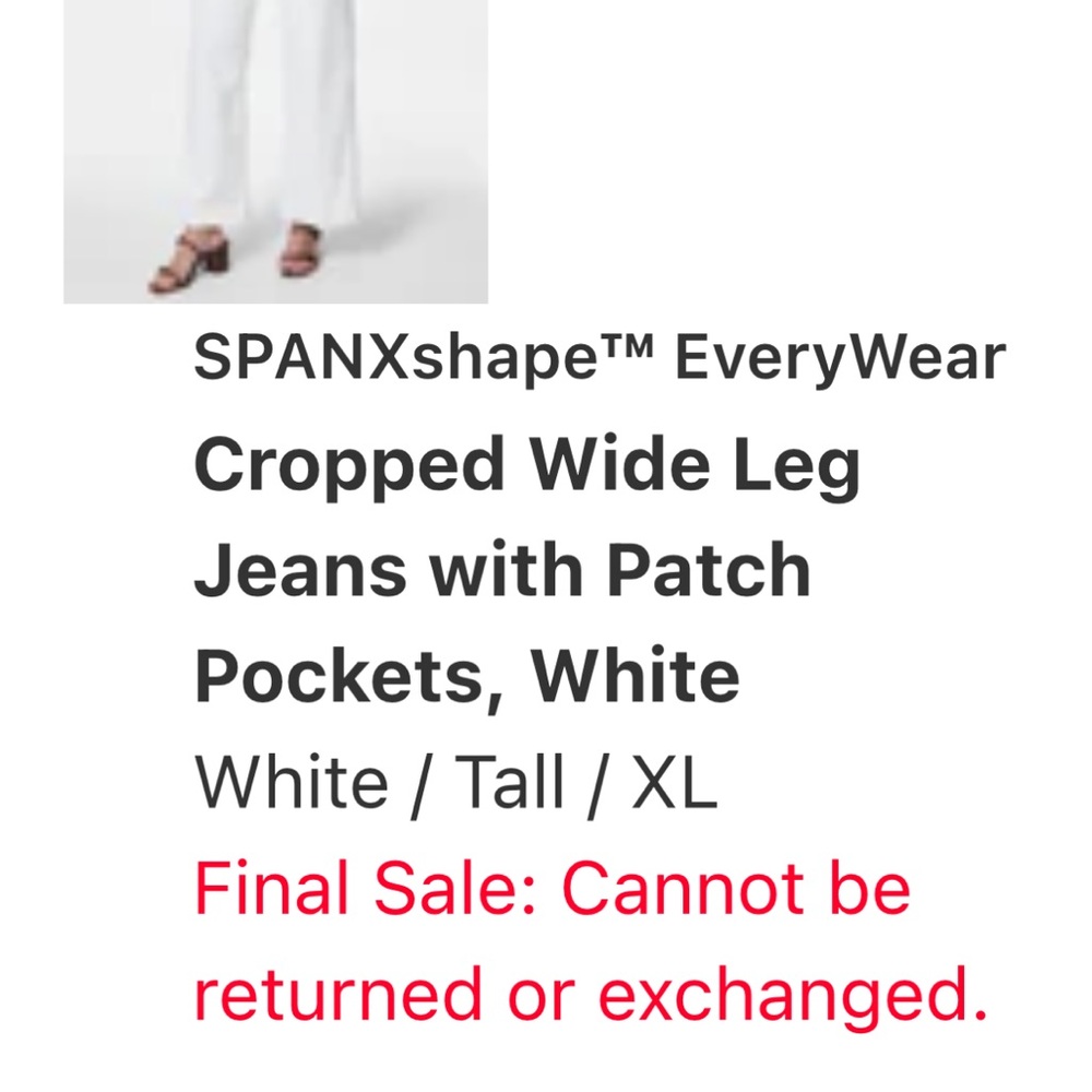 SPANX White Wide Leg Cropped Jeans